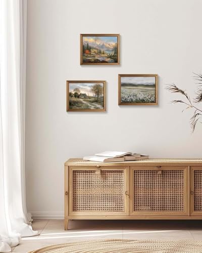 Yeechine Gold Framed Vintage Wall Art Wildflowers Field Canvas Wall Art Print Kitchen Farmhouse Wall Decor (champ fleuri, 16" L x 12" W) - Image 5