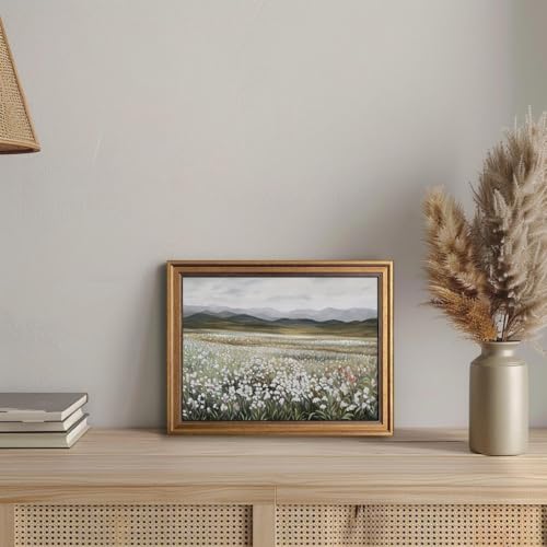 Yeechine Gold Framed Vintage Wall Art Wildflowers Field Canvas Wall Art Print Kitchen Farmhouse Wall Decor (champ fleuri, 16" L x 12" W) - Image 4
