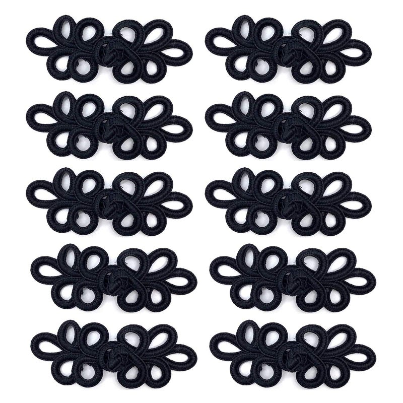 WiYould WiYould 10 Pairs Chinese Knots Frog Buttons Closure Knots Sewing Buttons Fasteners for Cheongsam Tang Suit Scarf Cardigan Sweater Cloak Coats Costumes Outfit SewingBlack W5