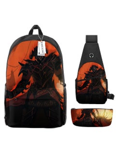 Student creative pattern backpack three-piece set 3D butterfly series men's and women's large-capacity computer backpack combination,21- Three-piece set - 8