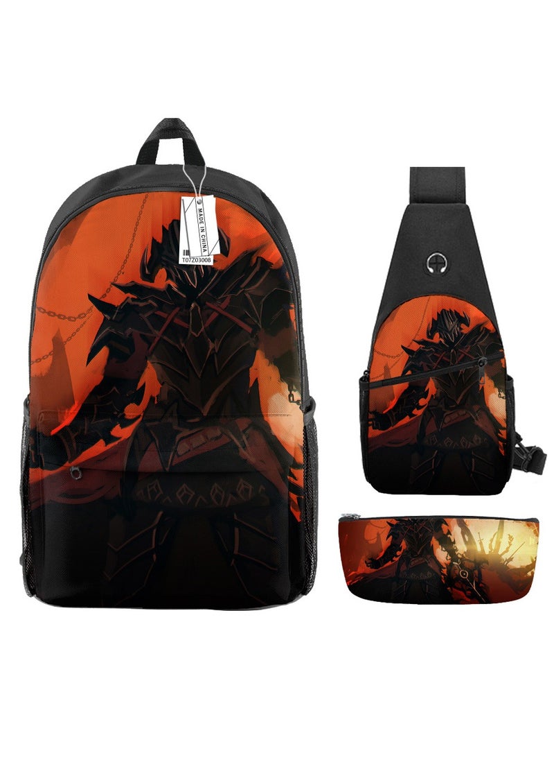 Generic - Student creative pattern backpack three-piece set 3D butterfly series men's and women's large-capacity computer backpack combination,21- Three-piece set - 8 - Image 1