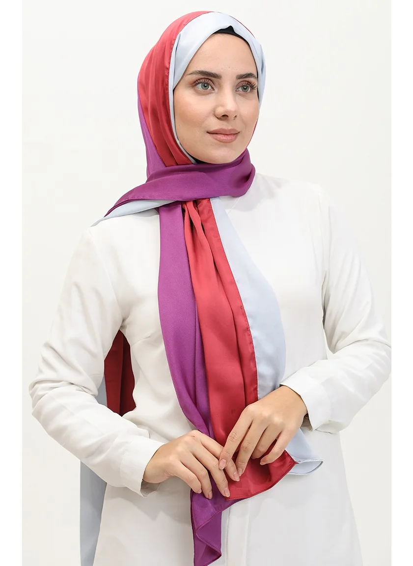 Sefa Merve Karaca Tricolor Shawl 81049-49 Rose Violet Blue