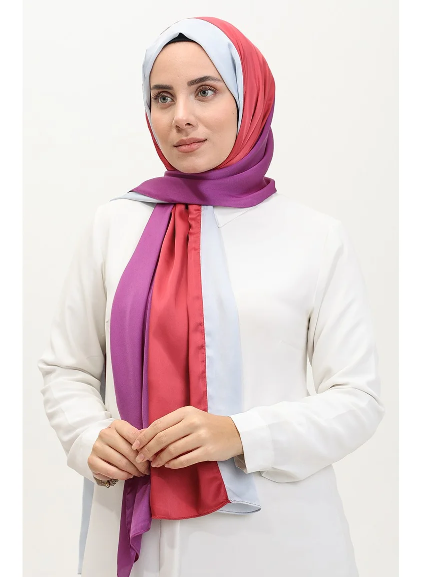 Sefa Merve Karaca Tricolor Shawl 81049-49 Rose Violet Blue