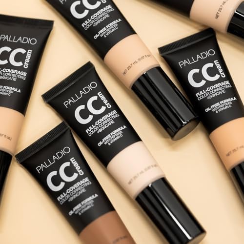 Palladio FullCoverage Color Correction CC Cream OilFree with Peptides Vitamin C Best for Correcting Redness and Uneven Skin Tone Buildable Foundation Coverage Fair 10C - Image 3