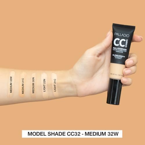Palladio FullCoverage Color Correction CC Cream OilFree with Peptides Vitamin C Best for Correcting Redness and Uneven Skin Tone Buildable Foundation Coverage Fair 10C - Image 5