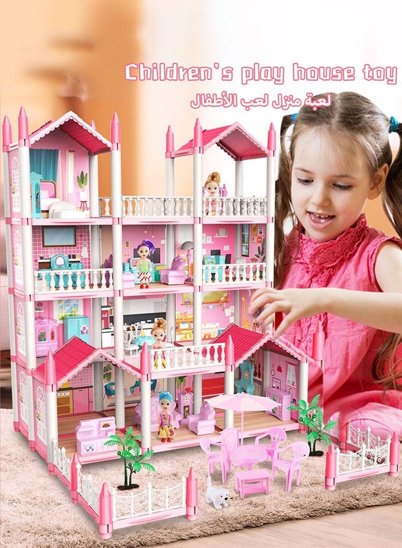 Doll House Toys, Big Size 4 Floors 14 Rooms Castle House With Decorating Dollhouse Accessories And Furniture, DIY Building Playset, Gift For Girl - Image 3