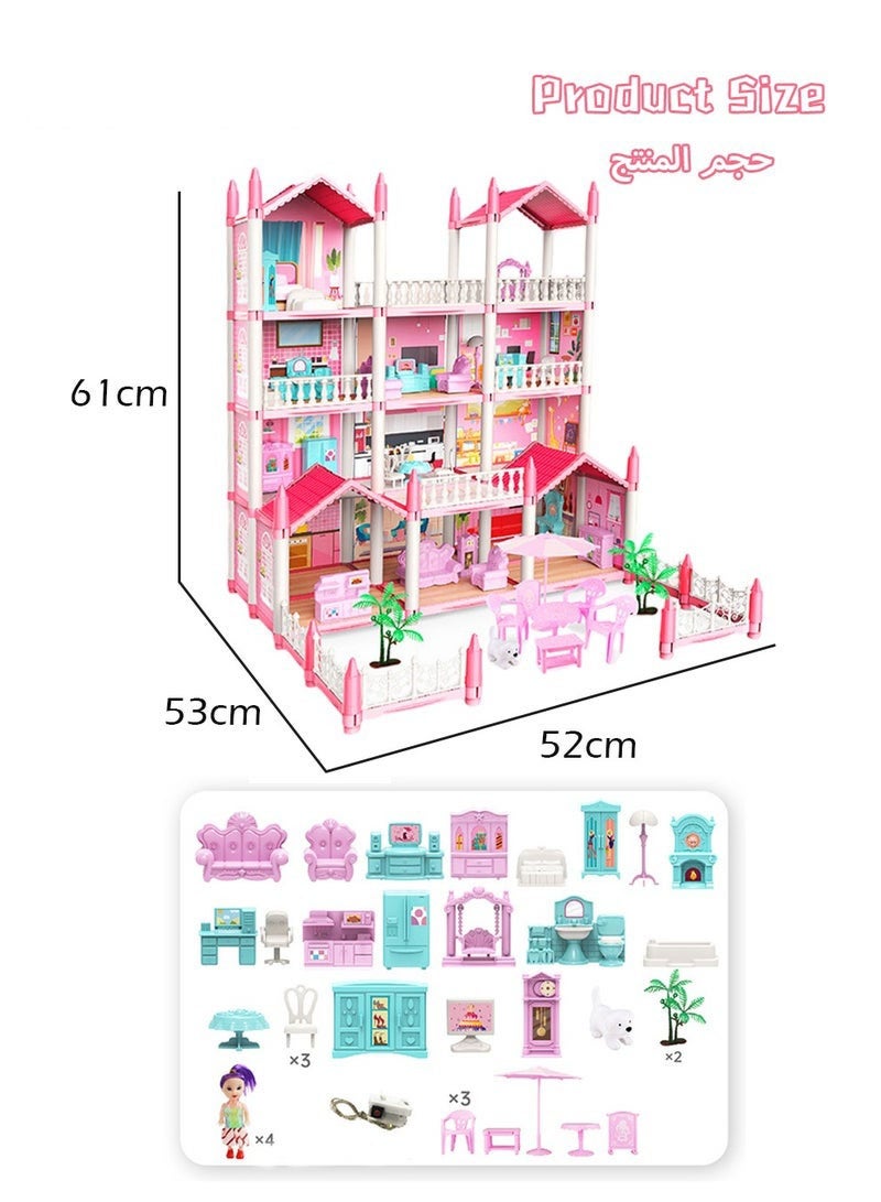 Doll House Toys, Big Size 4 Floors 14 Rooms Castle House With Decorating Dollhouse Accessories And Furniture, DIY Building Playset, Gift For Girl - Image 5