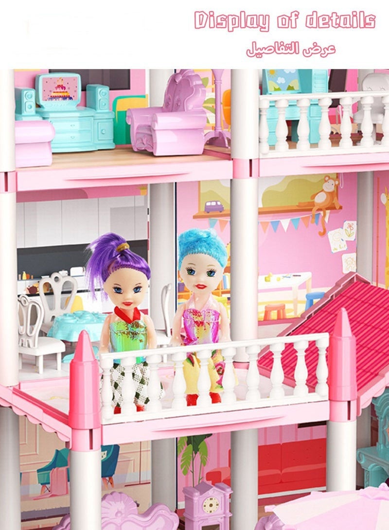 Doll House Toys, Big Size 4 Floors 14 Rooms Castle House With Decorating Dollhouse Accessories And Furniture, DIY Building Playset, Gift For Girl - Image 4