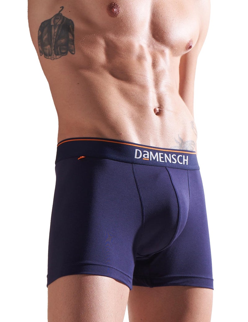 DAMENSCH Deo-Cotton Men's Anti-Bacterial Moisture-Free Cotton Solid Trunks-New Navy-Pack of 1-Large - Image 1