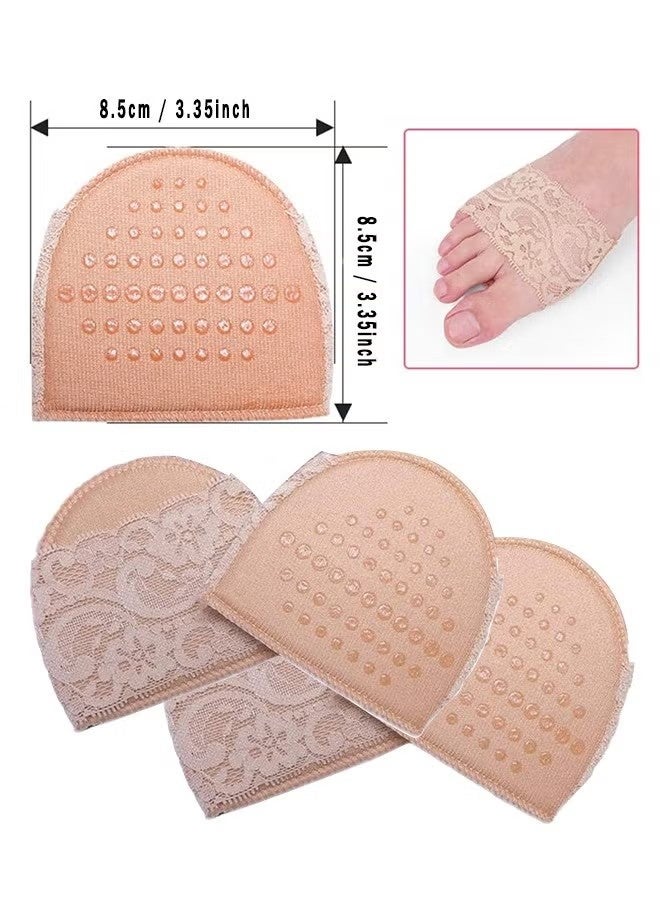 Invisible Lace Forefoot Cushion Women Half Size High Heels Anti Slip Breathable Sponge Bottom Socks Sweat absorbing Open Toe Sock (3 Pairs Skin Color) - Image 2