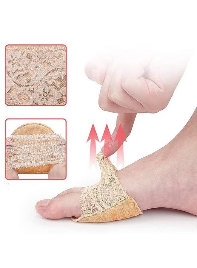 Invisible Lace Forefoot Cushion Women Half Size High Heels Anti Slip Breathable Sponge Bottom Socks Sweat absorbing Open Toe Sock (3 Pairs Skin Color) - Image 3