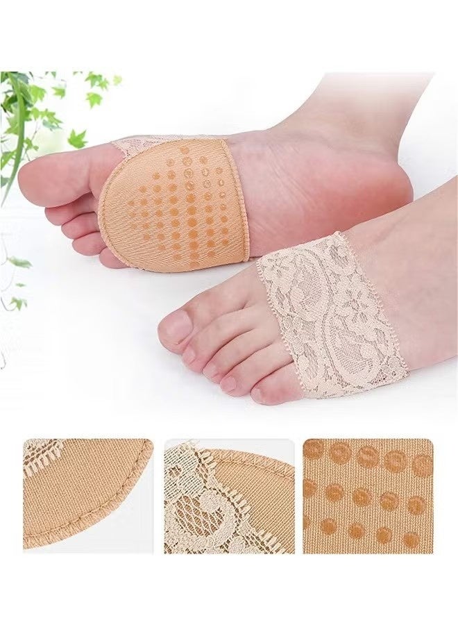 Invisible Lace Forefoot Cushion Women Half Size High Heels Anti Slip Breathable Sponge Bottom Socks Sweat absorbing Open Toe Sock (3 Pairs Skin Color) - Image 5