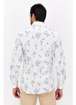 PERRY ELLIS Men Stretch Fit Floral Print Long Sleeve Casual Shirt, White Combo  - Image 2