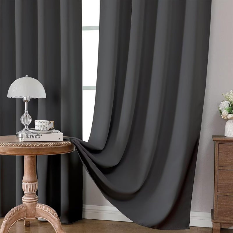 Joydeco 84Inch Blackout Curtains for Bedroom, Black Out Curtains 84 inch Long, Thermal Insulated Long Drapes 2 Panels Set, Room Darkening Grommet Grey Curtains for Living Room, Cortinas para Sala - Image 4