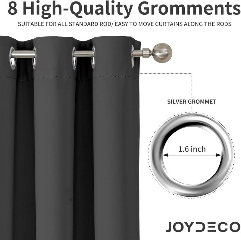 Joydeco 84Inch Blackout Curtains for Bedroom, Black Out Curtains 84 inch Long, Thermal Insulated Long Drapes 2 Panels Set, Room Darkening Grommet Grey Curtains for Living Room, Cortinas para Sala - Image 3