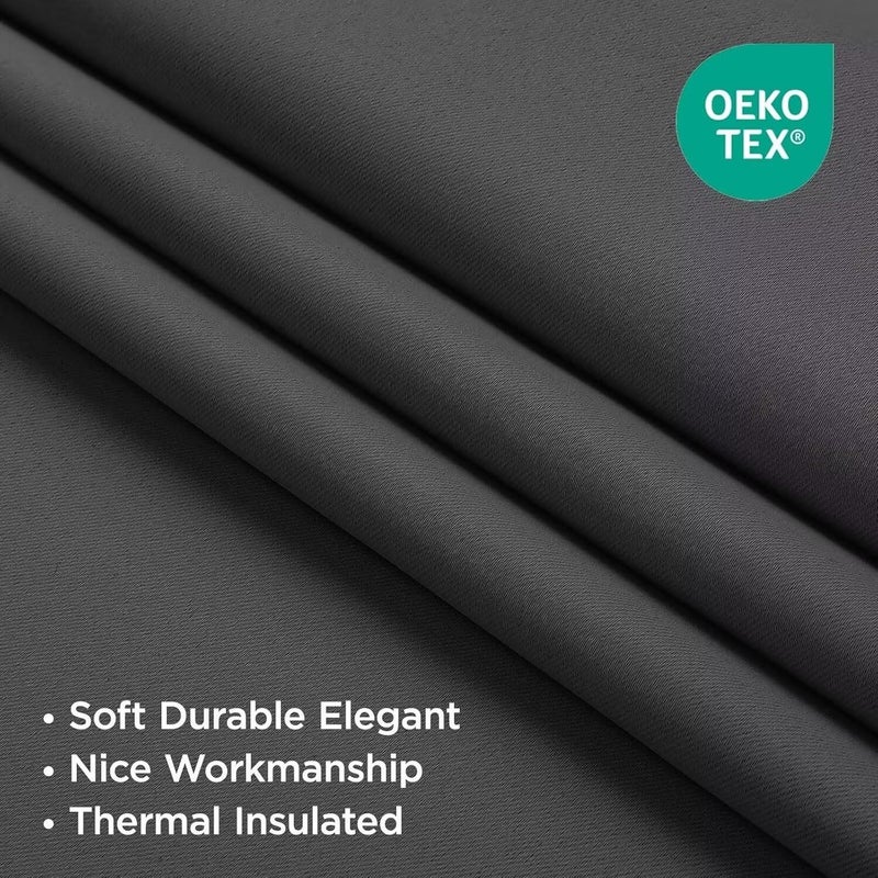 Joydeco 84Inch Blackout Curtains for Bedroom, Black Out Curtains 84 inch Long, Thermal Insulated Long Drapes 2 Panels Set, Room Darkening Grommet Grey Curtains for Living Room, Cortinas para Sala - Image 2