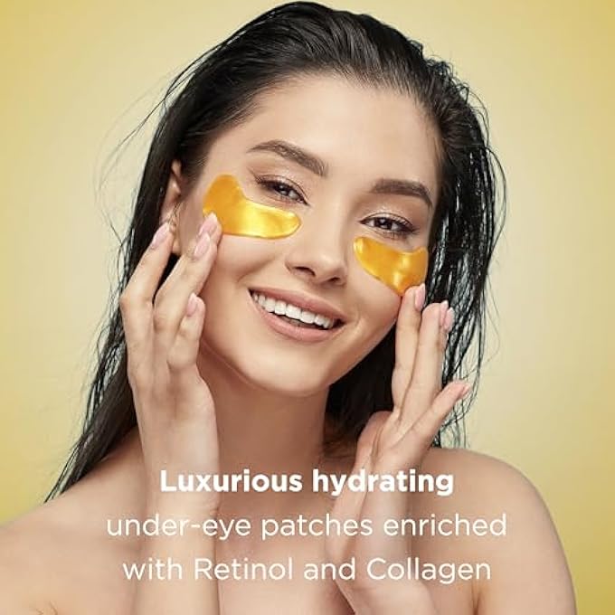 MATKAS Gold Under Eye Patches - 0.05% Pure Retinol + Hyaluronic Acid + Collagen for Dark Circles, Wrinkles, and Puffy Eyes, Under Eye Mask Puffiness Treatment for Women, Under Eye Gel Pads, Bag Patch - Image 3