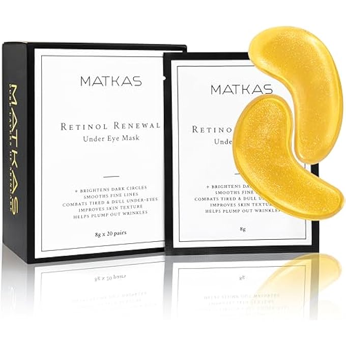MATKAS Gold Under Eye Patches - 0.05% Pure Retinol + Hyaluronic Acid + Collagen for Dark Circles, Wrinkles, and Puffy Eyes, Under Eye Mask Puffiness Treatment for Women, Under Eye Gel Pads, Bag Patch - Image 2