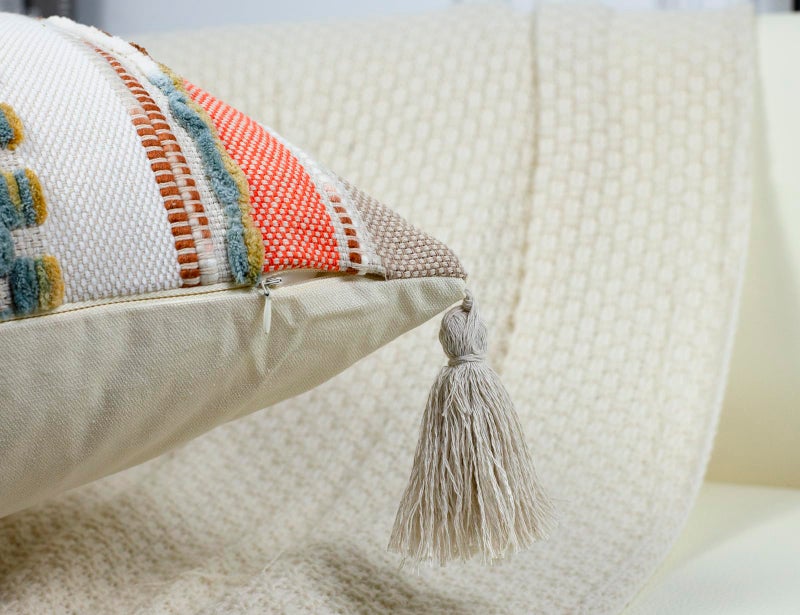 PANOD Boho Long Lumbar Throw Pillow Cover 14 x 36 Orange  Chenille Morocan Extra Long Pillow Case Cover  Decorative Long Pillow for Bed Couch Sofa Farmhouse - Image 5
