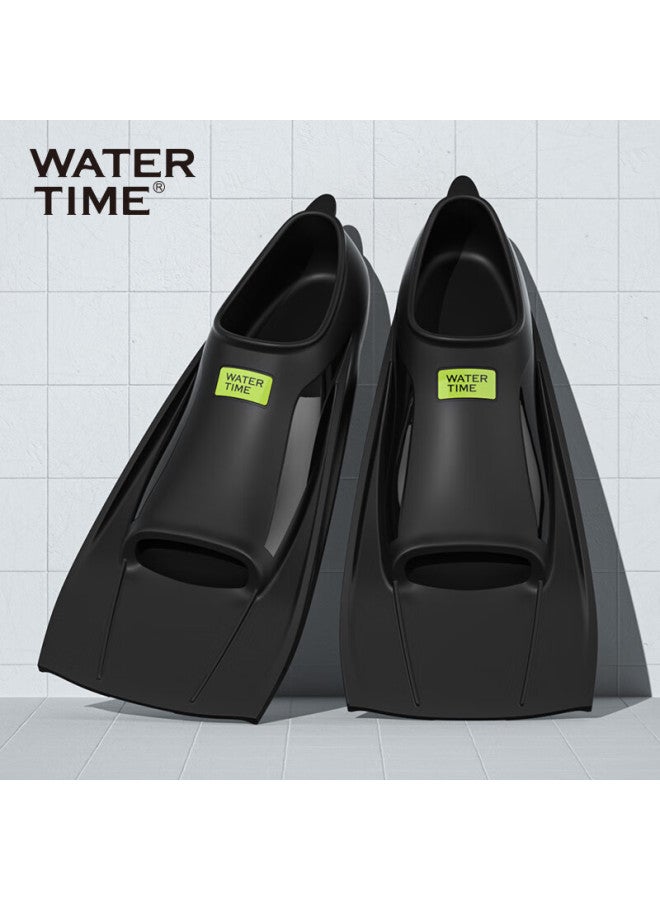 Watertime/shuichuan Adult Freestyle Professional Swimming Training Short Flippers, Silicone Children's Duck Flippers, Swimming Equipment, Black, Size 41 - Image 1