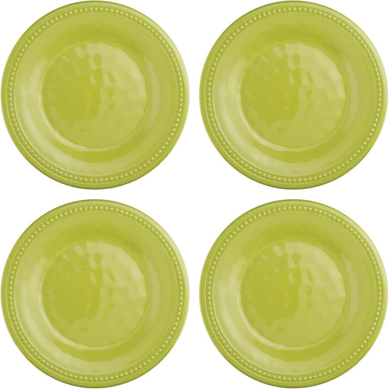 UPware Beaded Melamine Round Dessert Plates Small Serving Plates for Appetizer Snacks and Side Dishes Green 6 Inch Set of 4 - Image 1