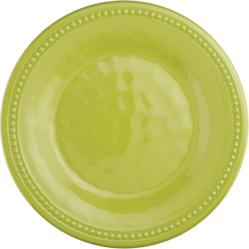 UPware Beaded Melamine Round Dessert Plates Small Serving Plates for Appetizer Snacks and Side Dishes Green 6 Inch Set of 4 - Image 3
