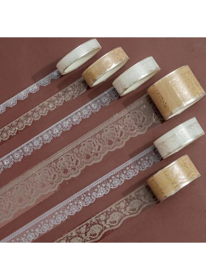 Gentle and Graceful Floral Lace Pattern PET Adhesive Tape Set 6 Rolls for DIY Crafts - Image 3