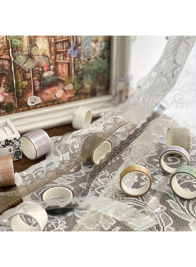 Gentle and Graceful Floral Lace Pattern PET Adhesive Tape Set 6 Rolls for DIY Crafts - Image 5