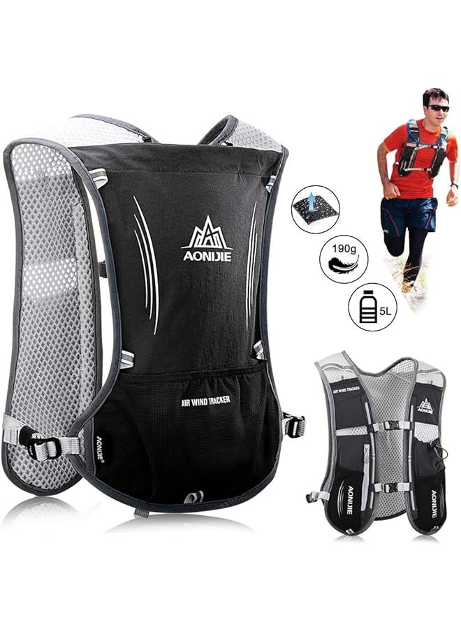 AONIJIE Lightweight Running Hydration Backpack, Running Hydration Vest For Women And Men (Black, 5L 190G)  - Image 1