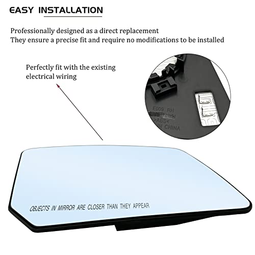 SKARUMMER Passenger Right Side Heated Mirror Glass Replacement for Chevy Traverse GMC Acadia Limited Saturn Outlook - Side View Convex Glass with Rear Holder, 15951928 - Image 4