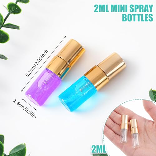 Zhehao 100 Pcs Mini Spray Bottles 2 ml Clear Glass Perfume Bottles Refillable Fine Mist Perfume Atomizer Portable Empty Sample Containers for Cleaning Essential Oils Travel Gold Cap - Image 3