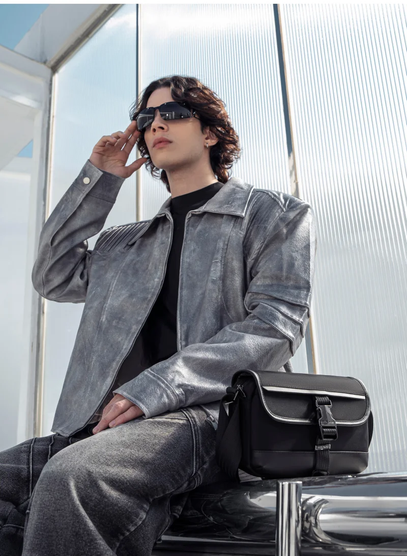 ARCTIC HUNTER Unisex Small Shoulder Bag Durable Water-Resistant Compact Sling Bag with Multiple Compartments for Casual/ Daily/ Travel, KB00828, Black