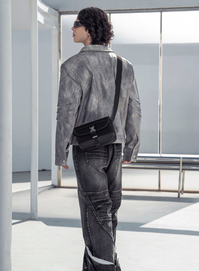 ARCTIC HUNTER Unisex Small Shoulder Bag Durable Water-Resistant Compact Sling Bag with Multiple Compartments for Casual/ Daily/ Travel, KB00828, Black - Image 5