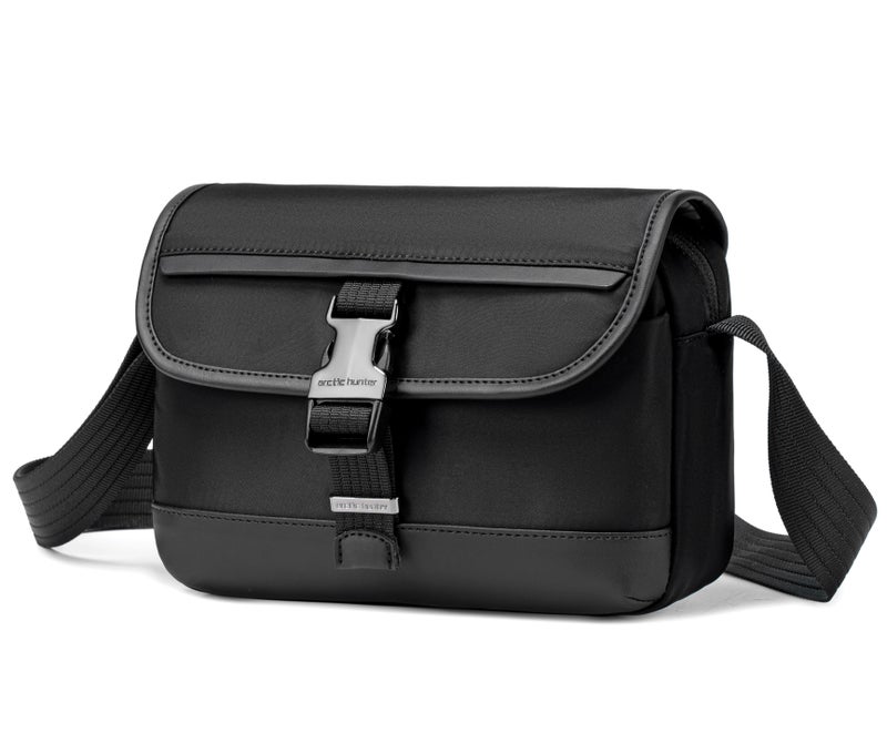 ARCTIC HUNTER Unisex Small Shoulder Bag Durable Water-Resistant Compact Sling Bag with Multiple Compartments for Casual/ Daily/ Travel, KB00828, Black - Image 1