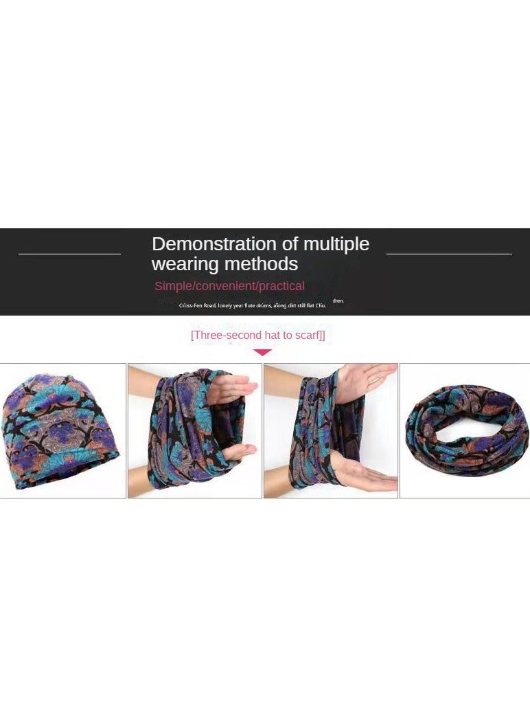 AROAQ Women Casual Beanies Hat, Autumn And Winter Comfortable Twist Hat Bib For Women, Soft Stretchy Women Knit Cap, Warm Neck Sheath Head Hat For Women Girls Teens,(Black Colorful)  - Image 4