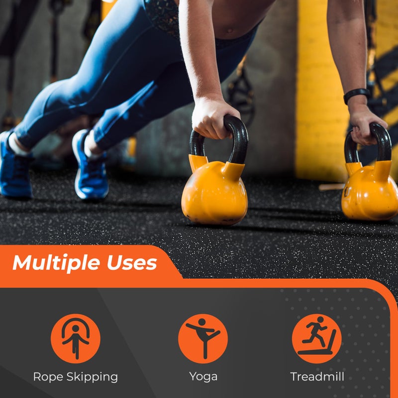 SUPERJARE 0.4'' Thick 12 Pcs 48 Sq Ft Rubber Top Exercise Equipment Mats, High Density EVA Foam Mats with Rubber Top, Interlocking Gym Flooring for Home Gym, Protective Workout Mat, Black/Grey - Image 4