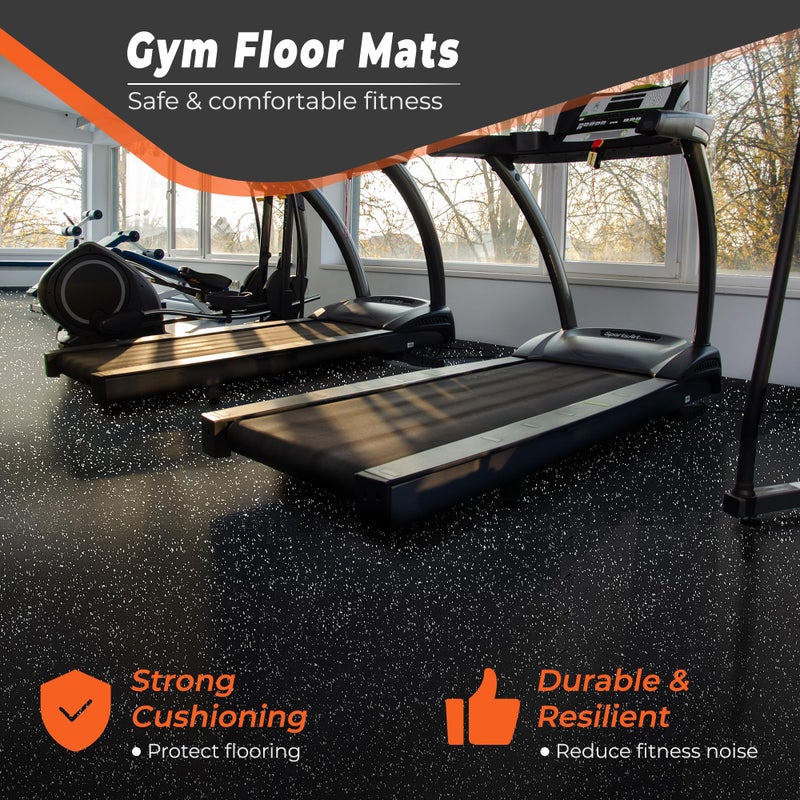 SUPERJARE 0.4'' Thick 12 Pcs 48 Sq Ft Rubber Top Exercise Equipment Mats, High Density EVA Foam Mats with Rubber Top, Interlocking Gym Flooring for Home Gym, Protective Workout Mat, Black/Grey - Image 3