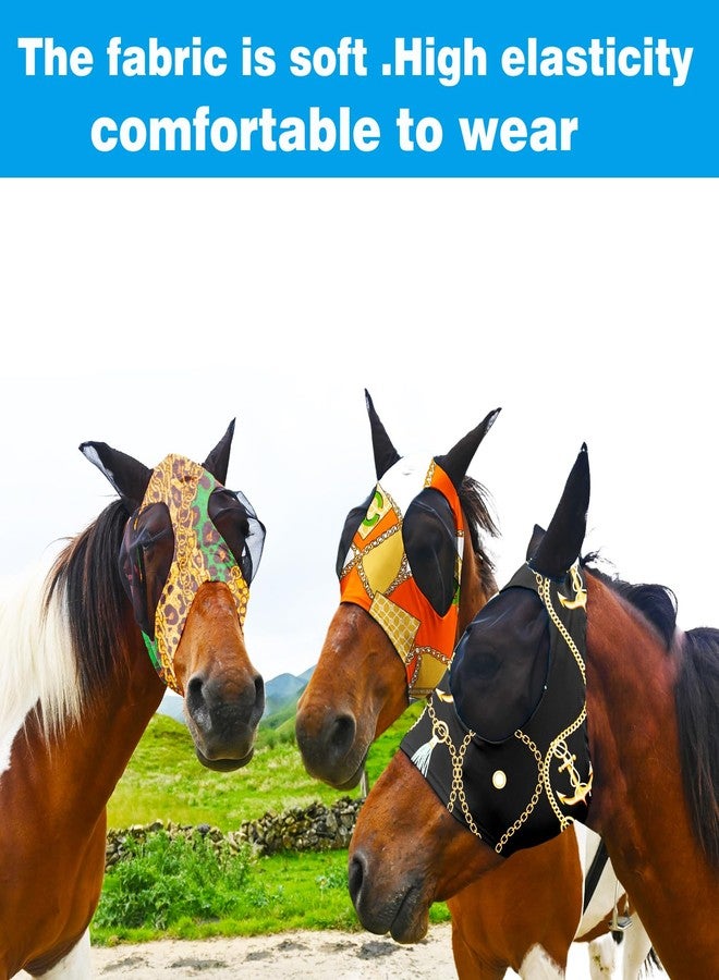 Paloura Super Comfort Fly Marsks for Horses of 3pcs Set-Horse FlyMask with Ears- Elasticity Fly Mask with UV Protection（Size：L - Image 3