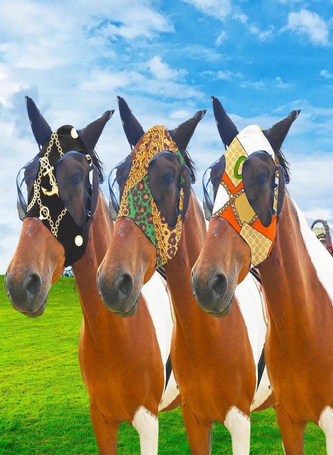 Paloura Super Comfort Fly Marsks for Horses of 3pcs Set-Horse FlyMask with Ears- Elasticity Fly Mask with UV Protection（Size：L - Image 1
