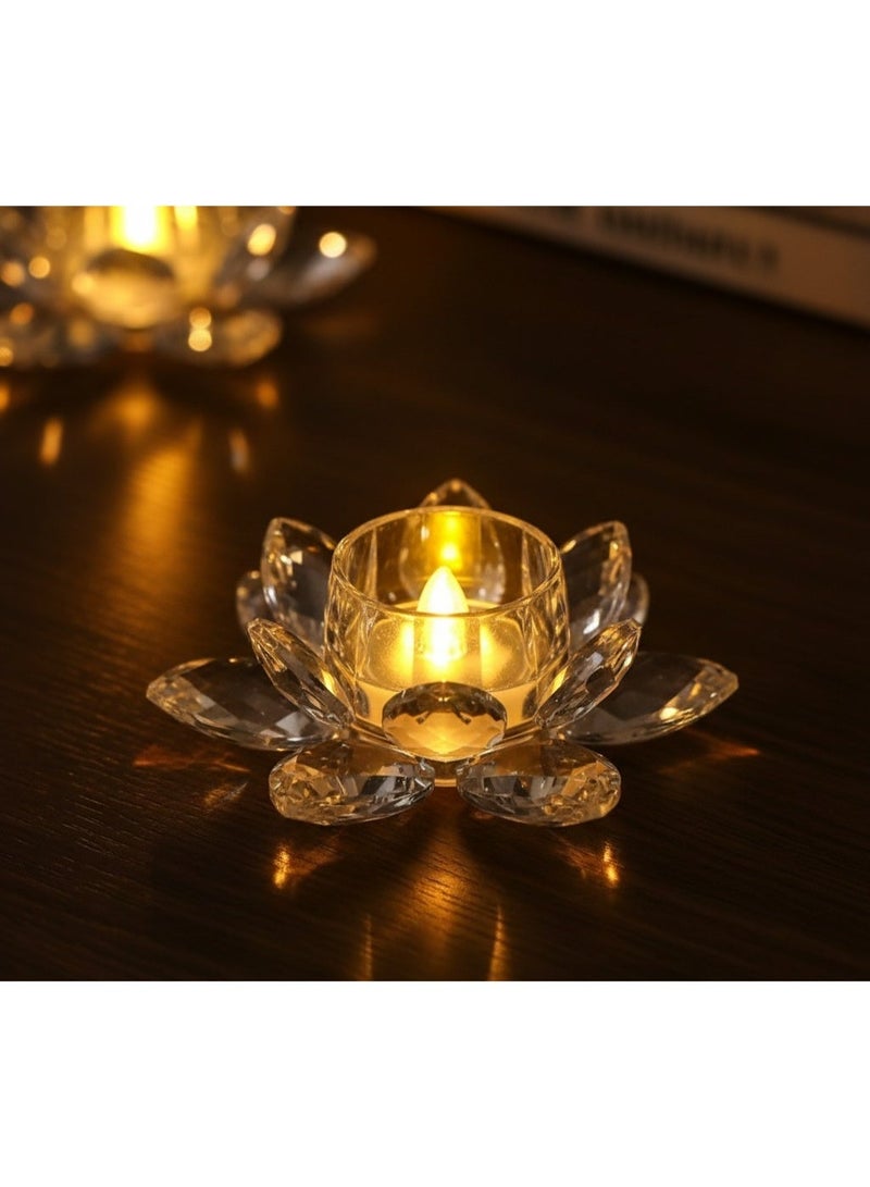 zoba Flameless crystal LED candle with an elegant lotus flower design – warm, romantic, and safe lighting for home decor and gifts (piece) - Image 1