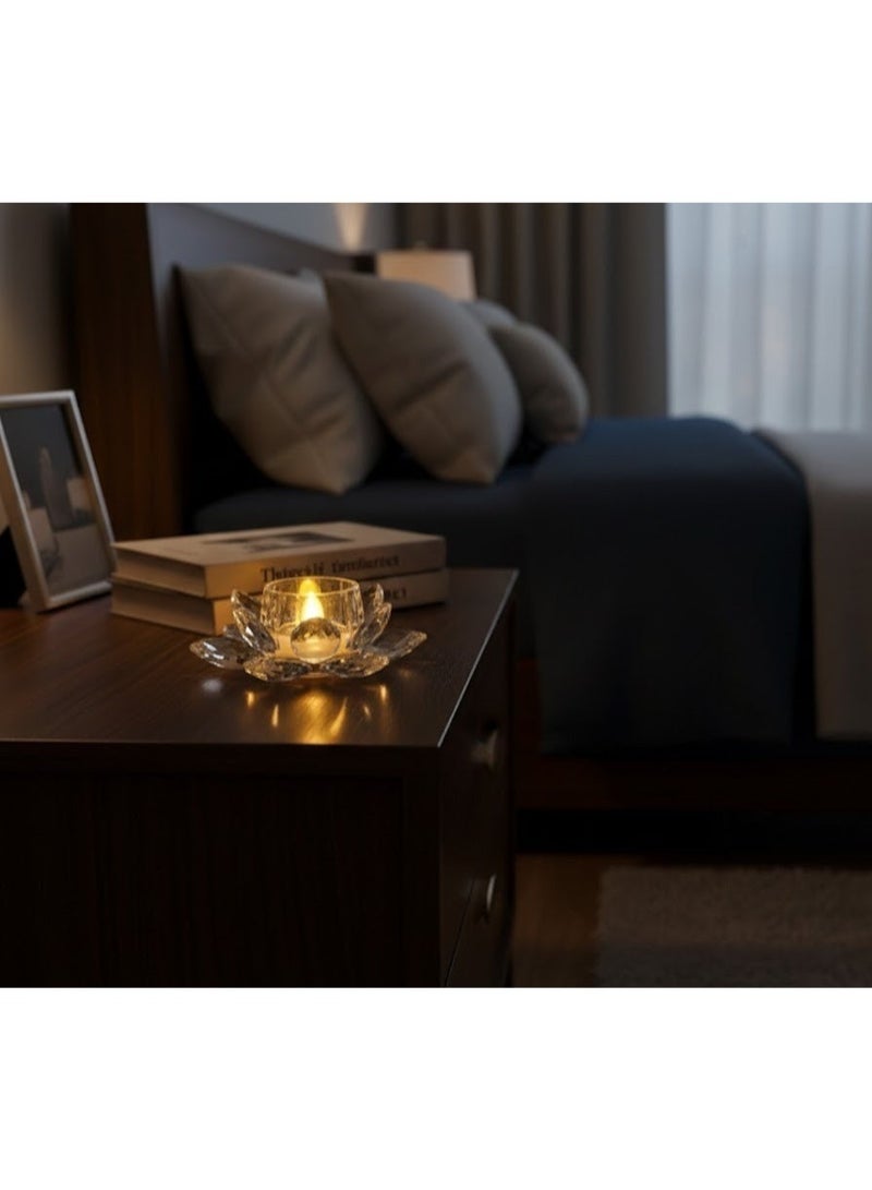 zoba Flameless crystal LED candle with an elegant lotus flower design – warm, romantic, and safe lighting for home decor and gifts (piece) - Image 2