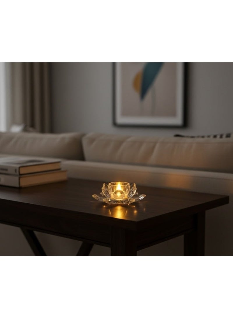 zoba Flameless crystal LED candle with an elegant lotus flower design – warm, romantic, and safe lighting for home decor and gifts (piece) - Image 4
