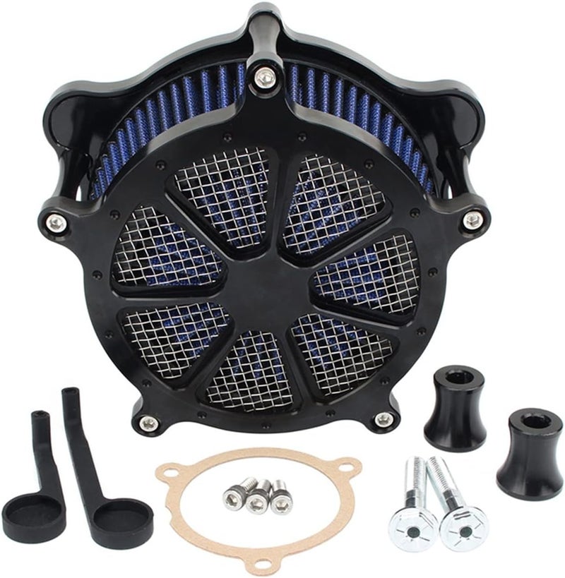 QASULER Black Motorcycle CNC Air Cleaner Intake Filter - Image 1