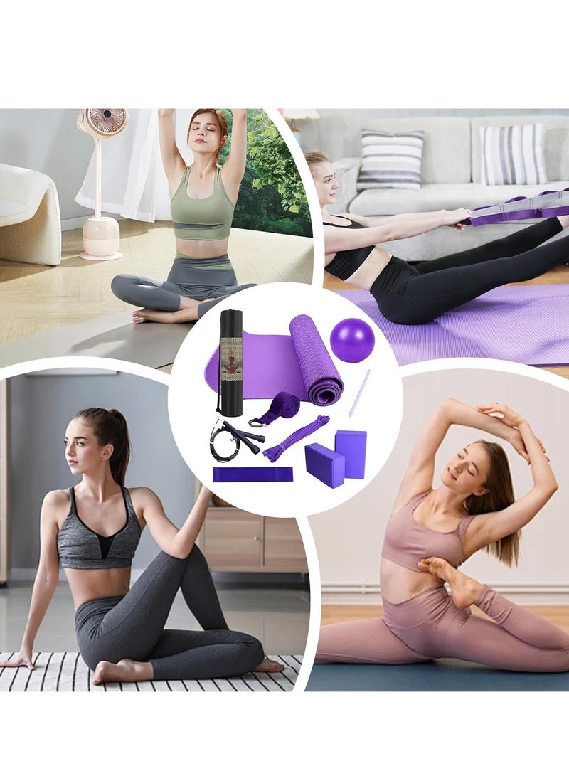 XiuWoo Yoga Sets for Women Pilates Yoga Home Fitness Set,Yoga Mat, Yoga Ball, Stretch Band, Resistance Band, Tension Circle, Yoga Brick, Yoga Home Fitness Set,  For Full Body Workouts - Image 2