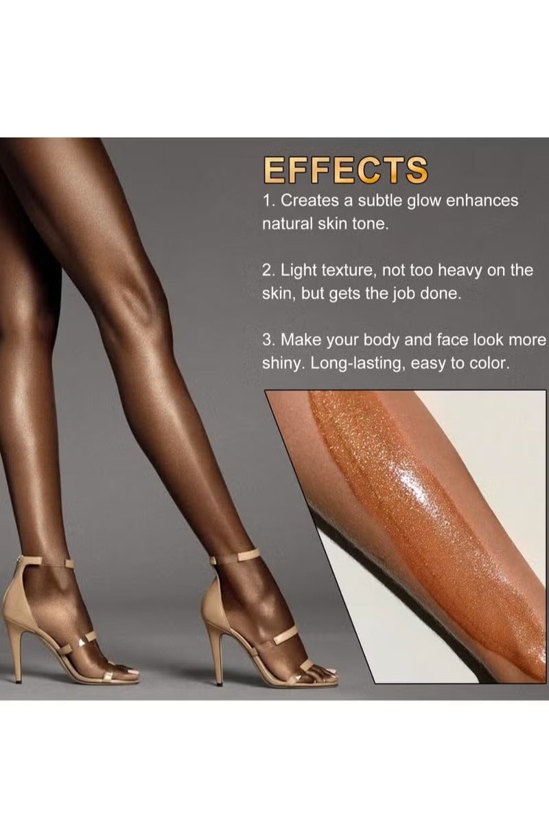 IKZEE Gold Body Shimmer Oil 100ml Body Shimmer Lotion Glow Oil Body Luminizer Oil Glow Lotion for Brightening Body Long Lasting Shimmering Body Oil for Body & Face No.02 - Image 4