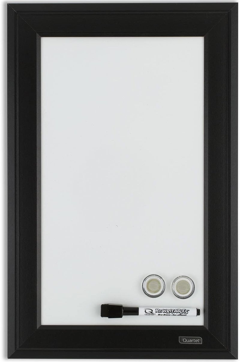 Quartet لوحة بيضاء مغناطيسية من كوارتيه 11 × 17 صغيرة للكتابة الجافة للأطفال مثالية للمكتب المنزلي ولوازم المدرسة المنزلية مع قلم كتابة جاف ومغناطيسات وإطار أسود 79280 - Image 1