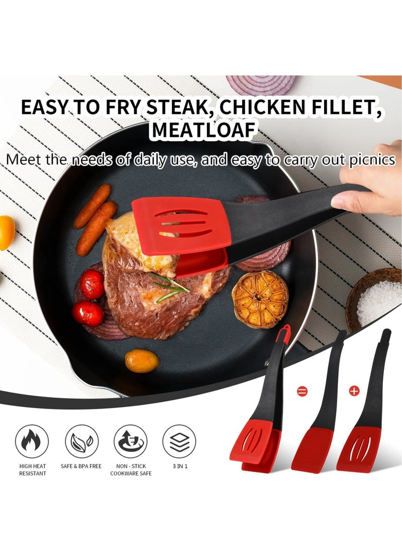 3-in-1 Silicone Spatula Tongs - Heat Resistant, Detachable Flexible Flipping Clip ,Multipurpose BBQ Food Clamp Slotted Spatula And For Meat Fish Egg Pasta Steak - Image 4