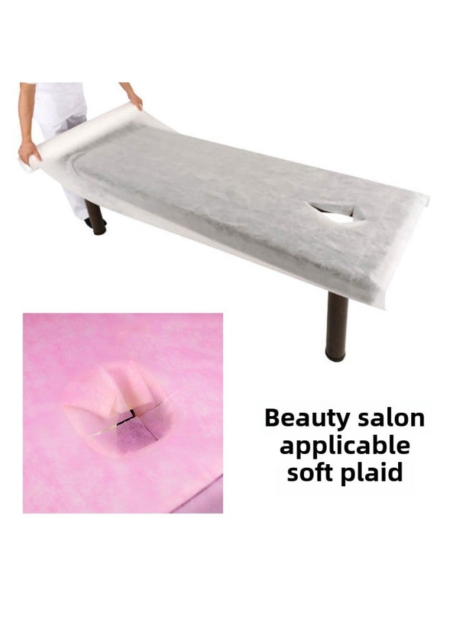 إسكدنيا لفافة ملاءة سرير صالون التجميل للاستخدام مرة واحدة مقاومة للماء والزيت بفتحة متقاطعة سميكة غير منسوجة لفافة ملاءة سرير التدليك - اللون: أبيض الفتحة - المواصفات: مقاومة للماء والزيت 80*180 سم 1 لفة 4 - Image 5