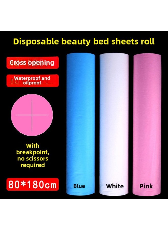 إسكدنيا لفافة ملاءة سرير صالون التجميل للاستخدام مرة واحدة مقاومة للماء والزيت بفتحة متقاطعة سميكة غير منسوجة لفافة ملاءة سرير التدليك - اللون: أبيض الفتحة - المواصفات: مقاومة للماء والزيت 80*180 سم 1 لفة 4 - Image 2