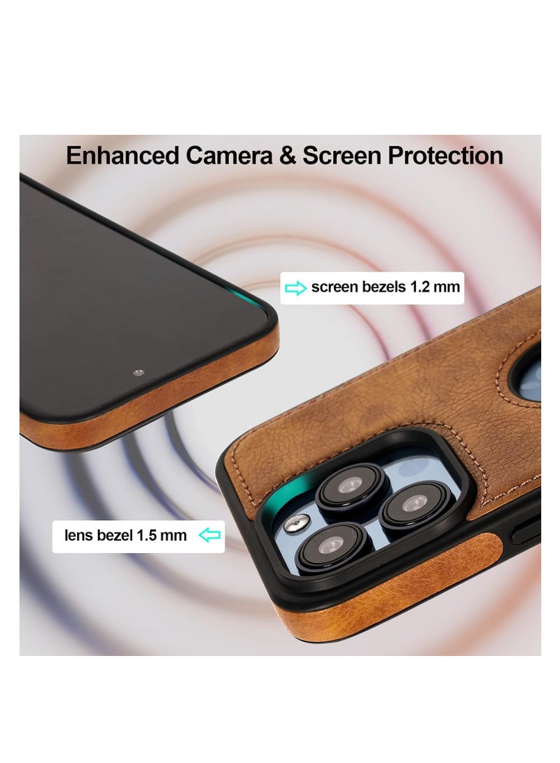 Leather Case for iPhone 16 Pro Max, Ultra-Thin Flexible Soft Grip Luxury Cover, Ultra-Thin Case, Shockproof Case with Stand (Brown, iPhone 16 Pro Max)